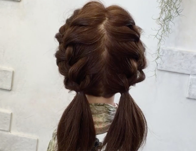 卒業袴写真の髪型は“編み込み”で簡単アレンジ!長さ別にやり方を紹介6
